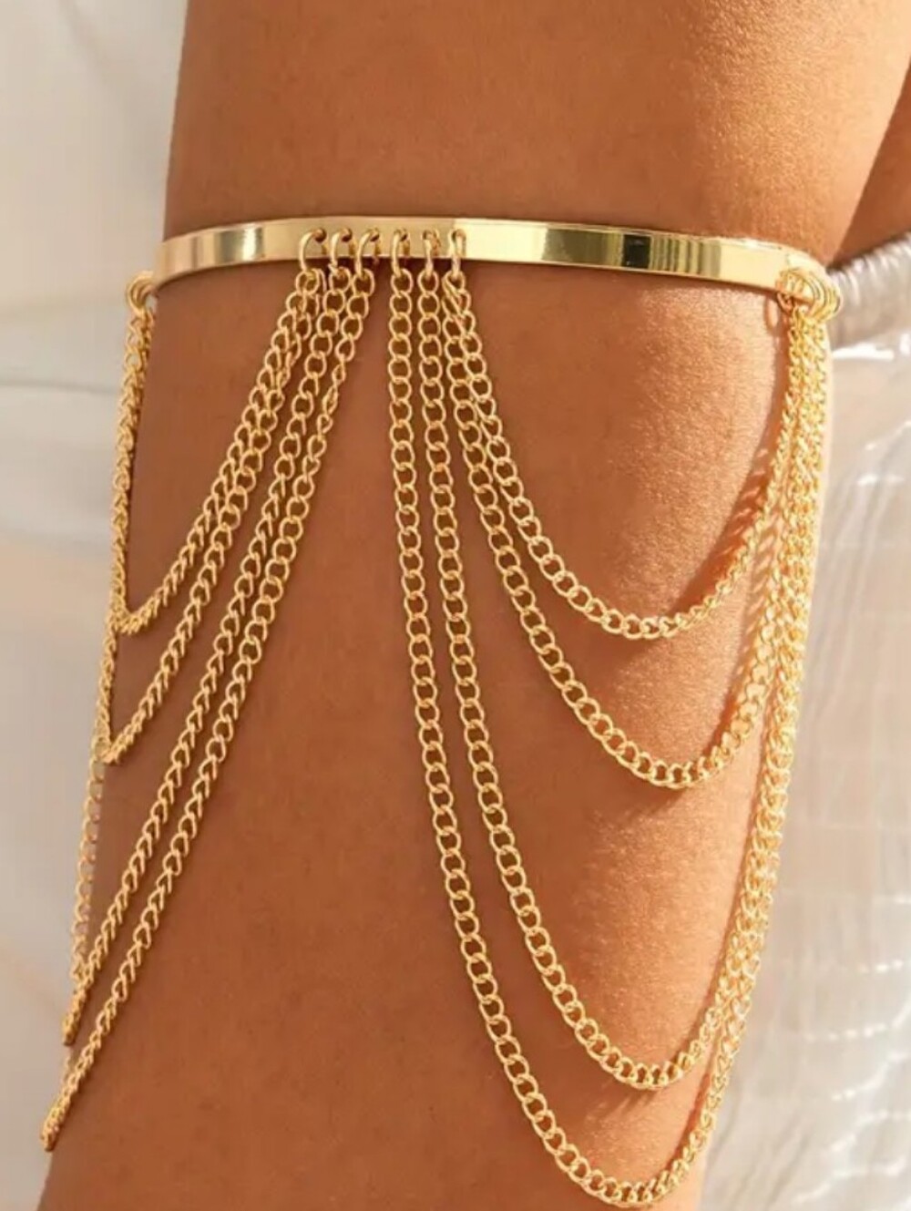 Gold Toned Multi-Chain Arm Cuff Bracelet
